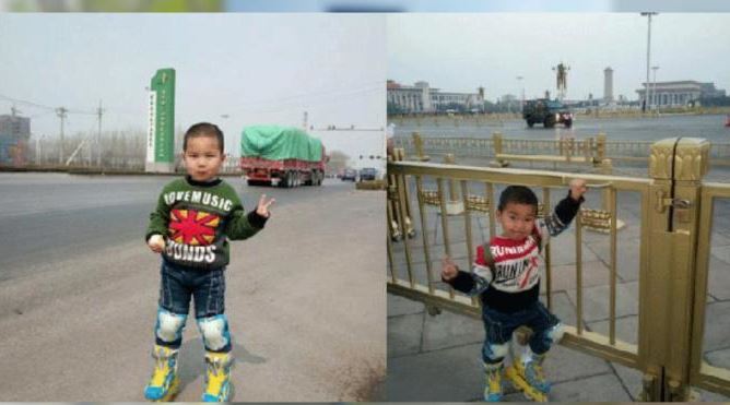 anak ini menempuh perjalanan jauh dengan Rollerblade