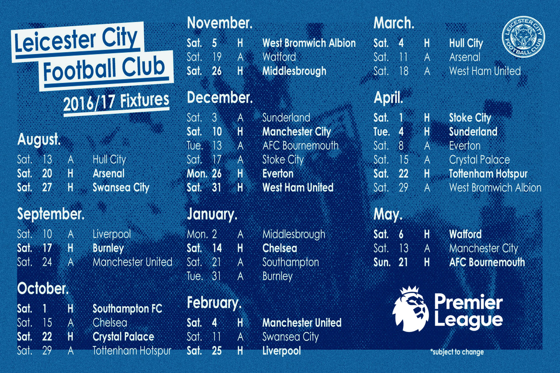leicester city 2016 2017 Media Muda jadwal lengkap