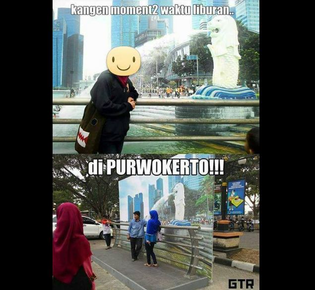 Pengen Narsis Didepan Patung Singa Singapura Tapi Boong