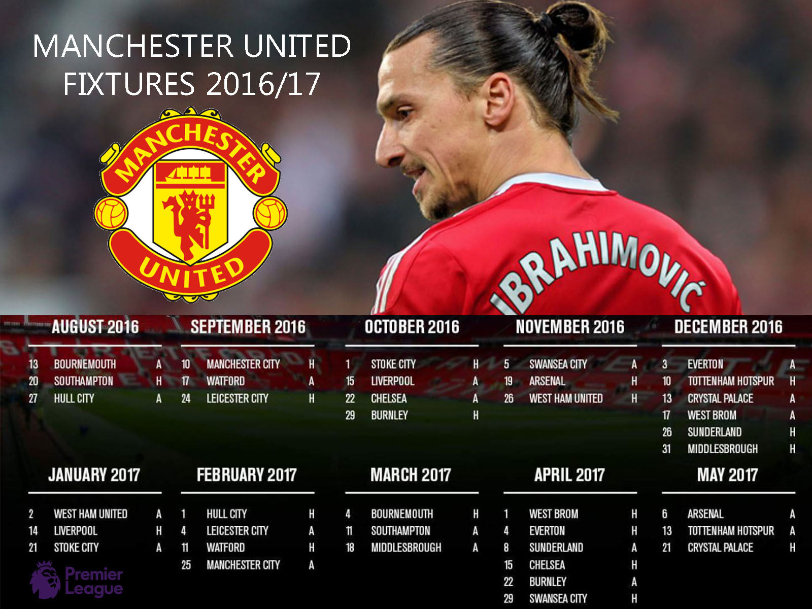 Schedule Manchester United Musim 2016 2017